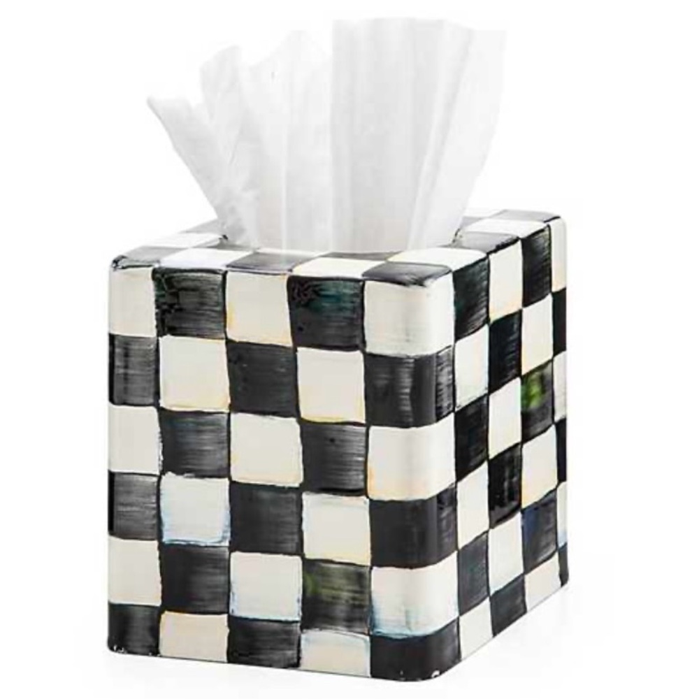 Mackenzie-Childs Courtly Check Boutique Tissue Box Cover. Like New!
